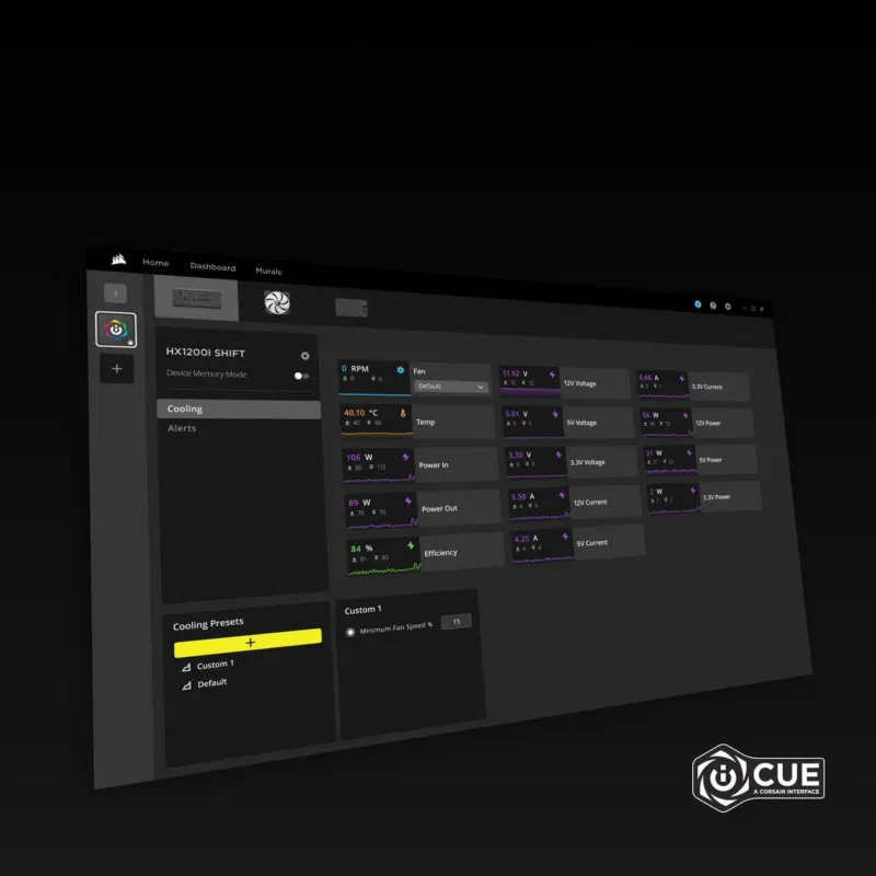 HXi Shift 2025シリーズ iCUEソフトウェアインターフェース