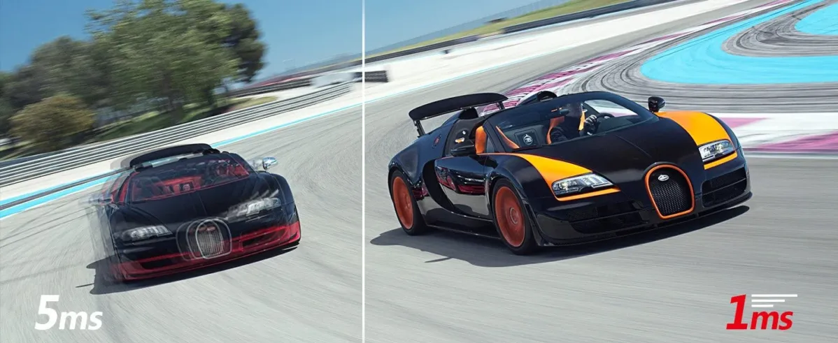 1msと5msの応答速度比較