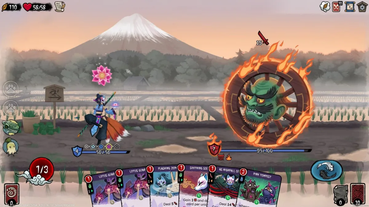 和風ファンタジーのカードゲーム画面