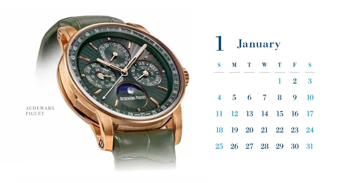 12大時計ブランド高画質卓上カレンダー2026