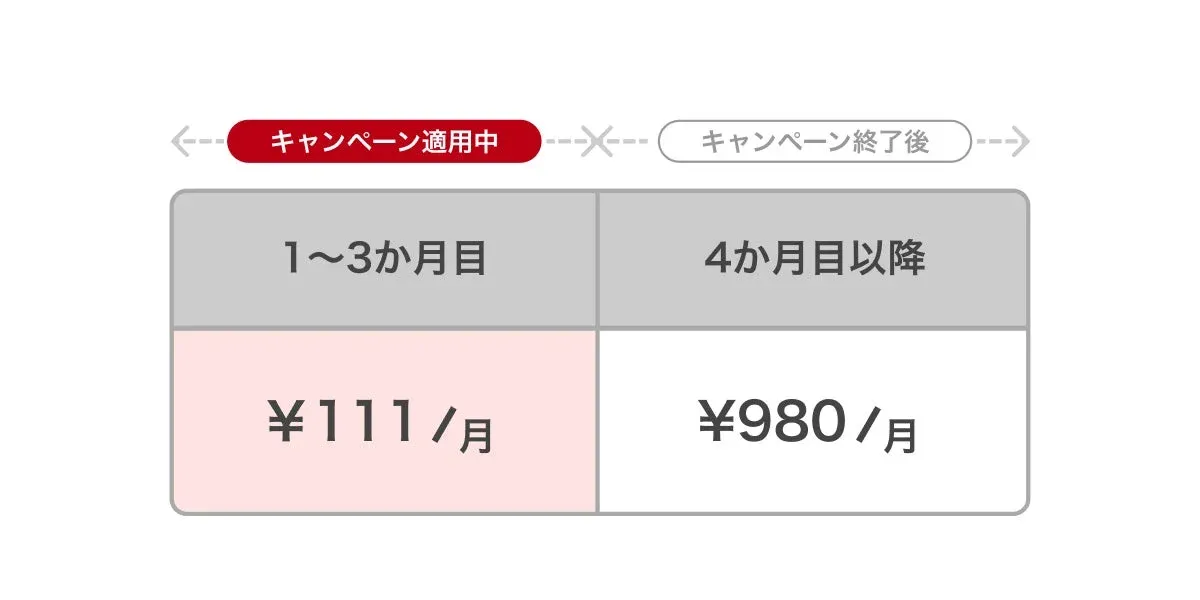 キャンペーン適用中の料金プラン