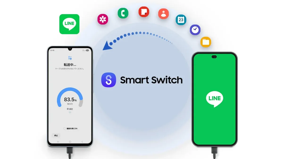 Smart Switchでスマートフォン間のデータ転送を行う様子