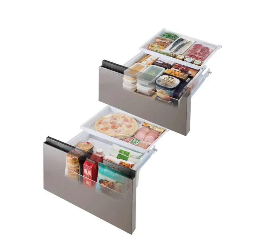 引き出し式冷凍室に整理された食品