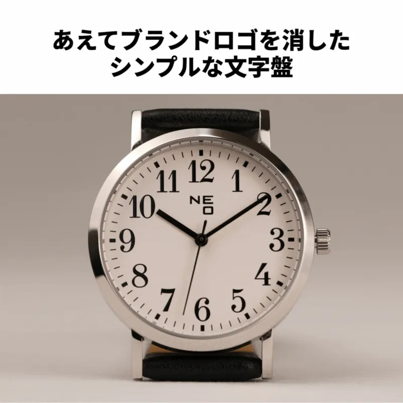 ロゴを排したシンプルな文字盤