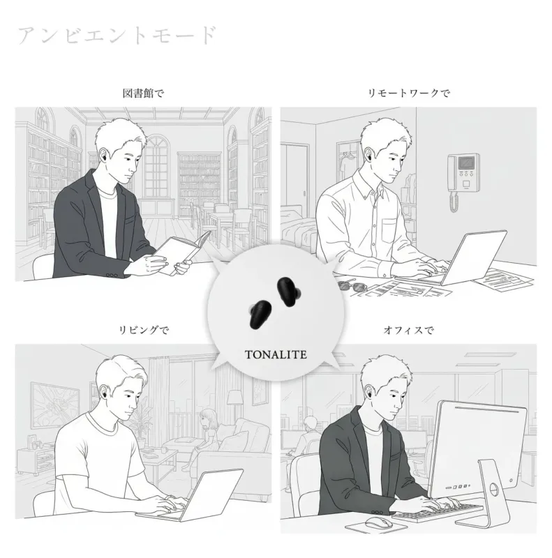 TONALITEワイヤレスイヤホンのアンビエントモード