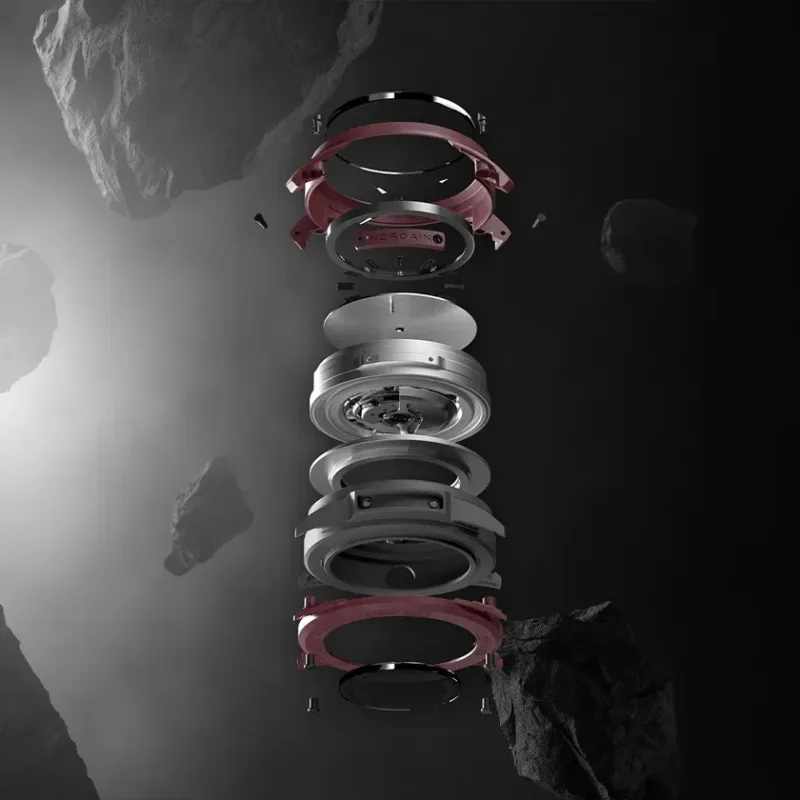 腕時計,分解図,機械式時計,時計部品,精密機械,技術,宇宙,岩,ダーク,NORQAIN,プロダクトデザイン