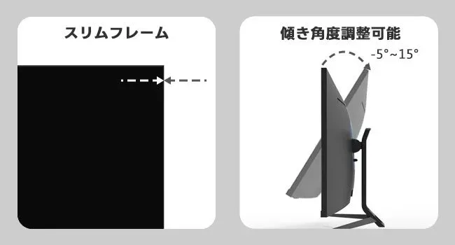 スリムフレームと傾き角度調整