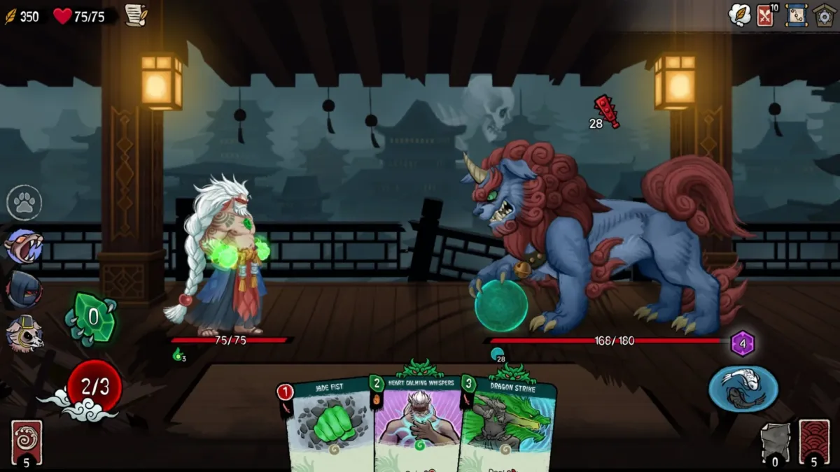 和風ファンタジーのカードバトルのゲーム画面