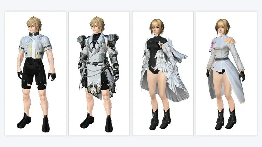 白と黒のアバター衣装4種