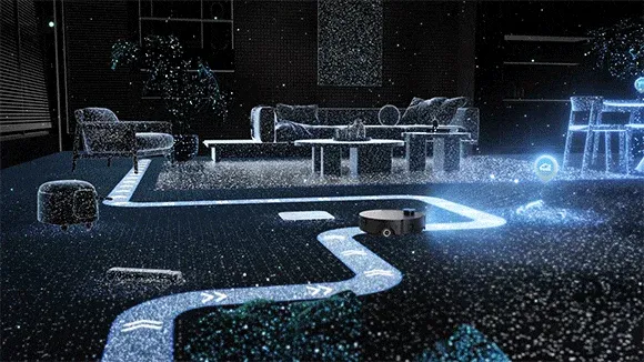 低い家具の下を掃除するロボット掃除機