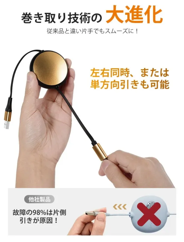 巻き取り技術の 大進化 従来品と違い片手でもスムーズに！