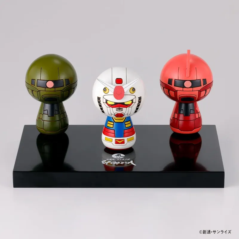 ガンダム、シャア専用ザク、量産型ザク こけし3体セット