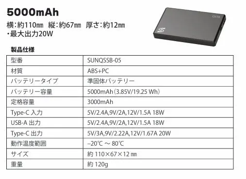 SUNQSSB-05製品仕様