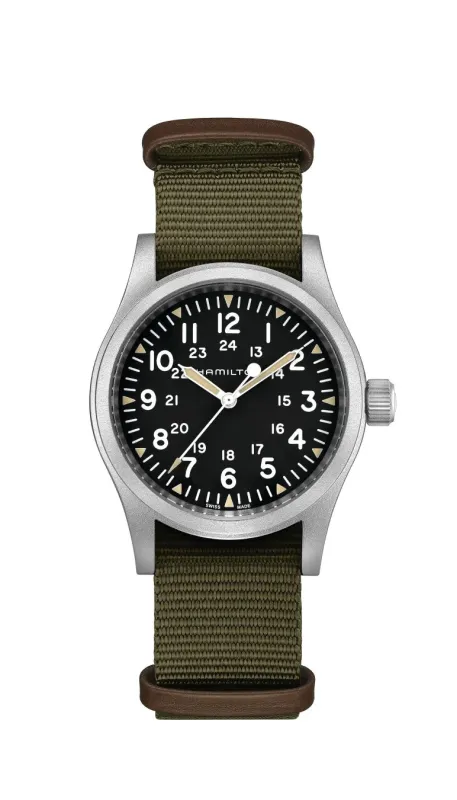 ハミルトン カーキ フィールド メカのクローズアップ