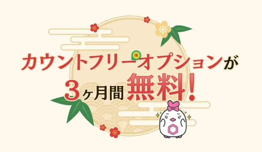 カウントフリーオプションが3ヶ月間無料!
