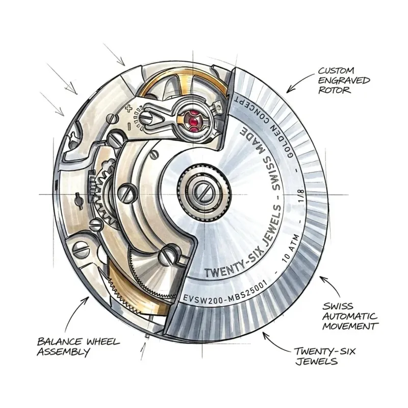 自動巻きムーブメントのイラスト