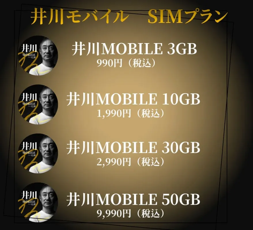 井川モバイル SIMプラン料金表