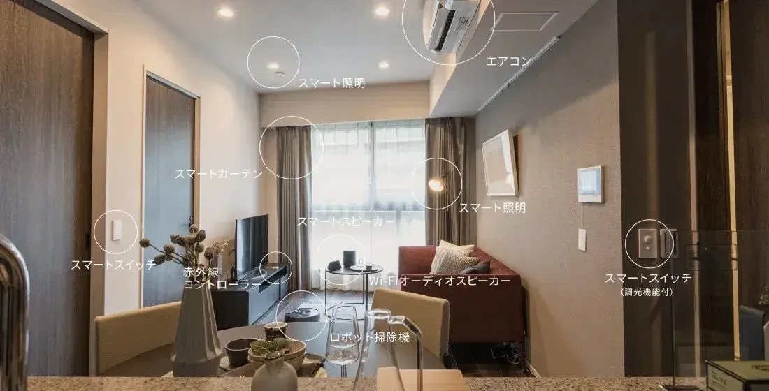 HOMETACTでスマートホーム化されたリビングルーム