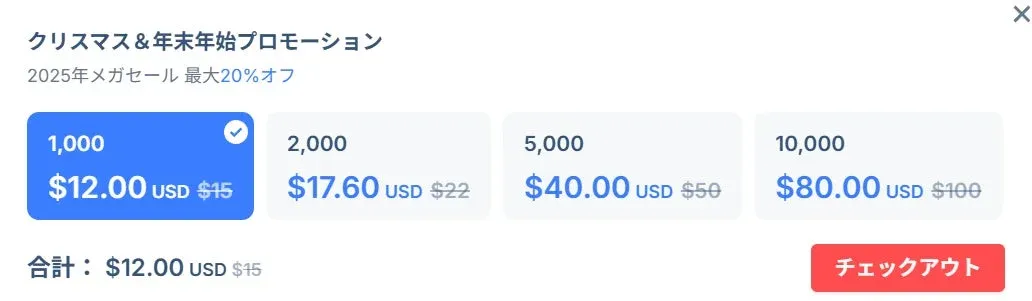 HIX AIのクレジット購入画面