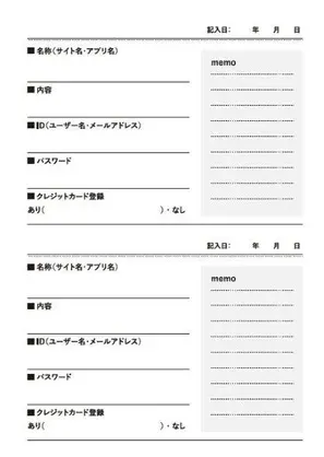 パスワード整理ノートのイメージ