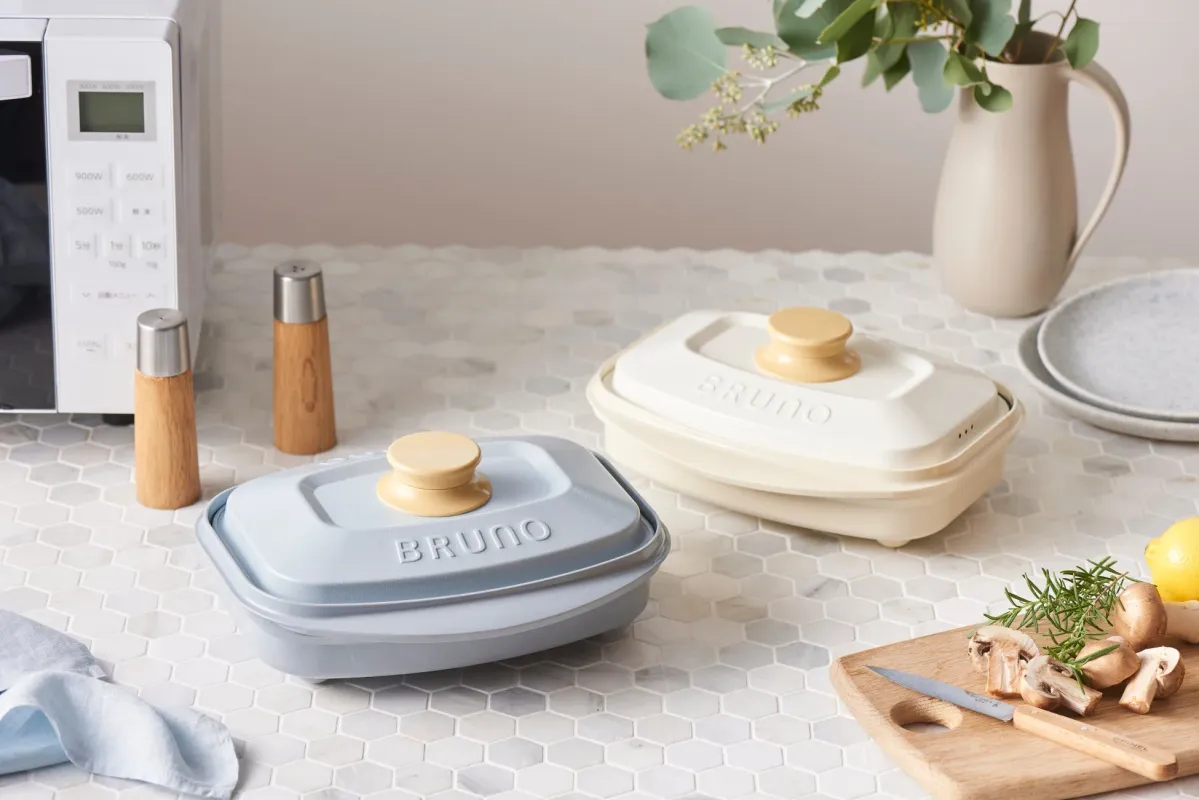 キッチン,調理器具,BRUNO,電子レンジ,料理,食材,きのこ,レモン,ローズマリー,まな板,塩胡椒入れ,ライフスタイル,調理家電,北欧風,おしゃれ