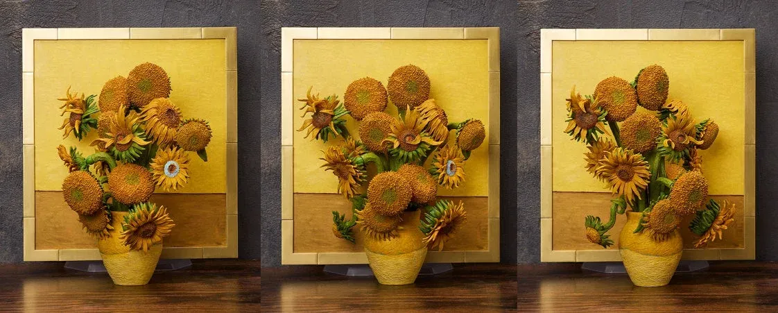 ひまわり、ゴッホ、立体アート、静物画、花瓶、レプリカ、黄色、アート、美術品