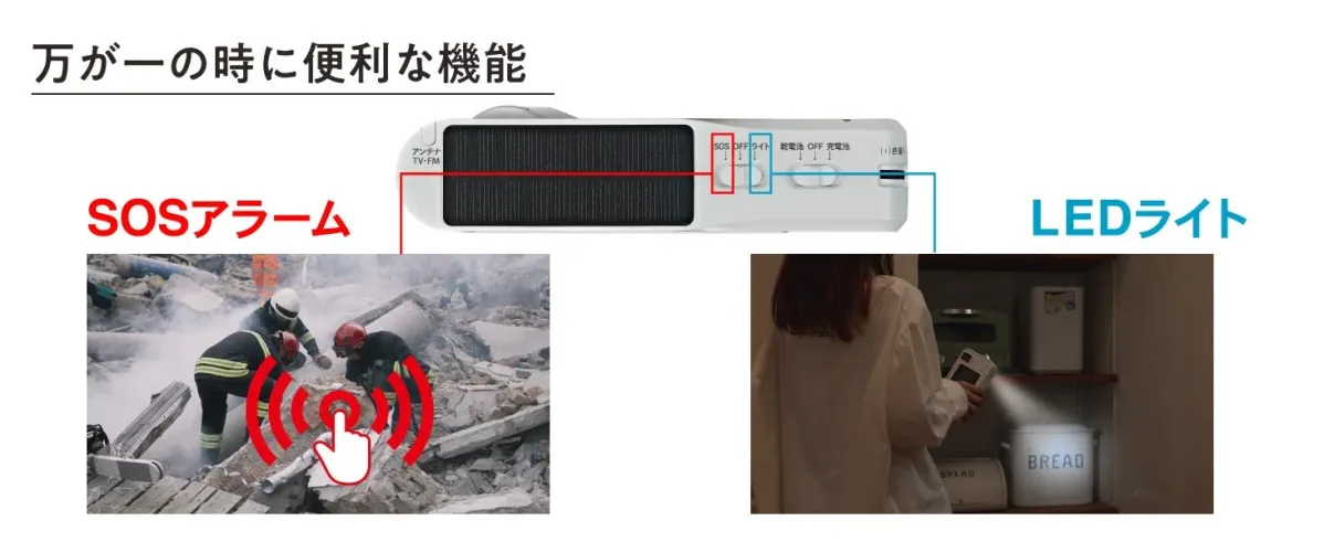SOSアラーム、LEDライト