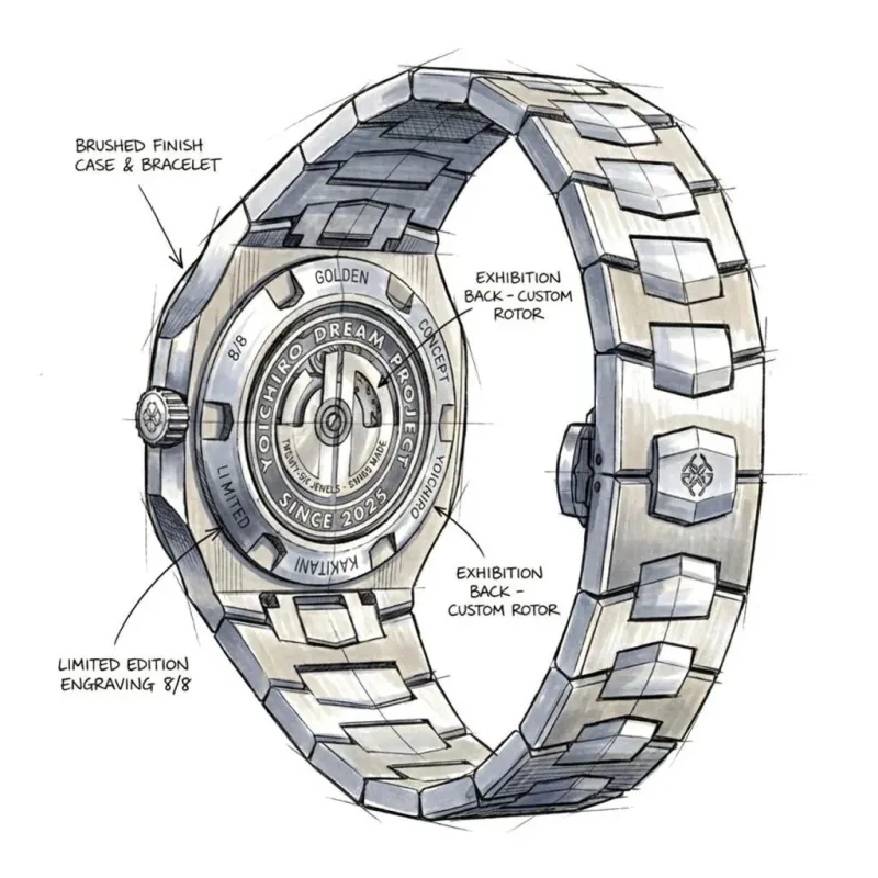 腕時計の背面デザインスケッチ