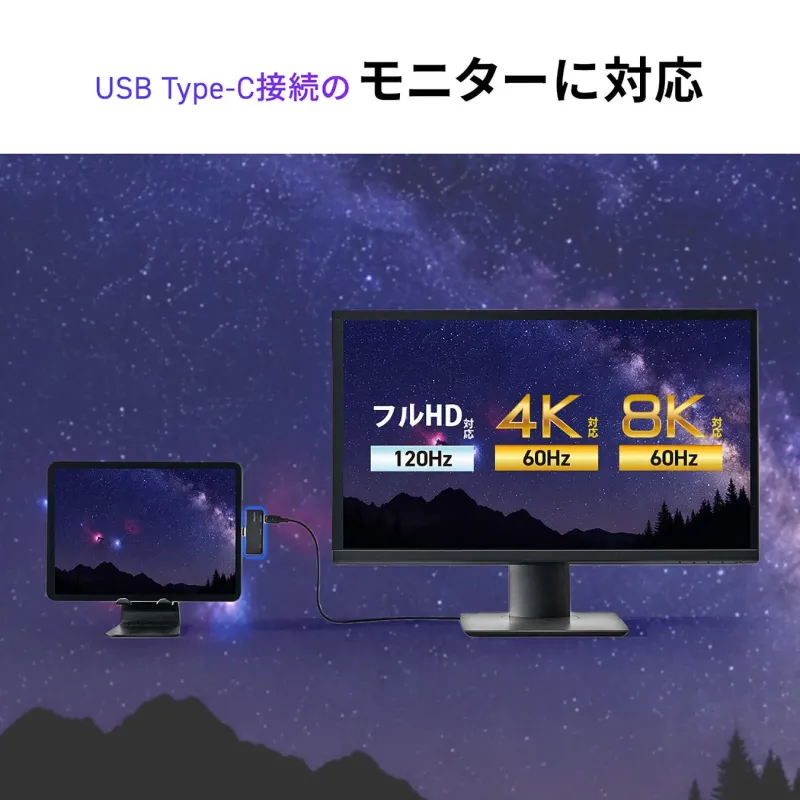 USB Type-C接続のモニターに対応