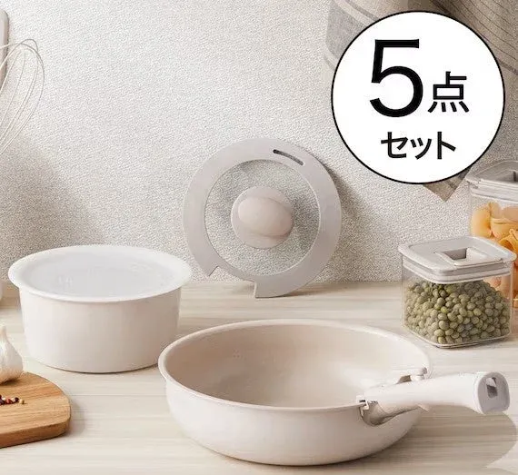 IH・ガス火 着脱鍋フライパンセット 5点セット