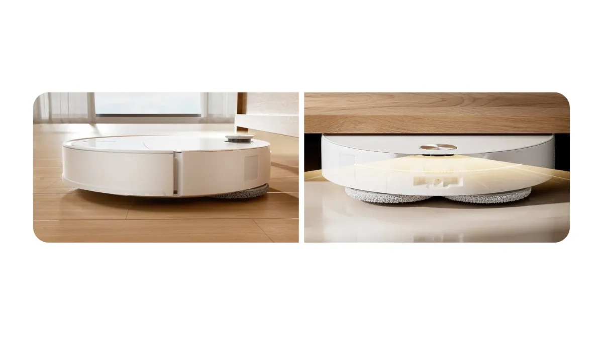 ロボット掃除機が床を掃除している様子