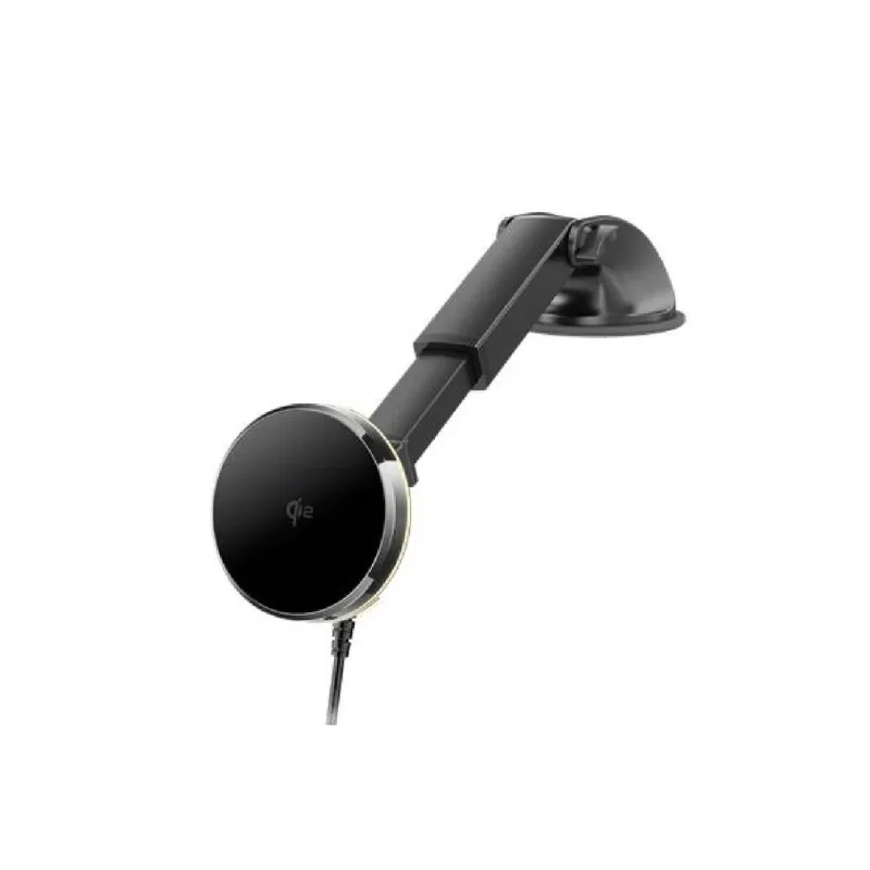 Qiワイヤレス充電に対応した黒い車載用スマートフォンホルダー