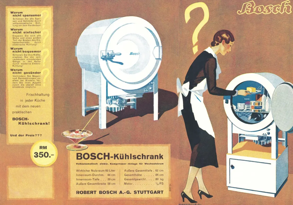 Bosch初の電気式冷蔵庫広告