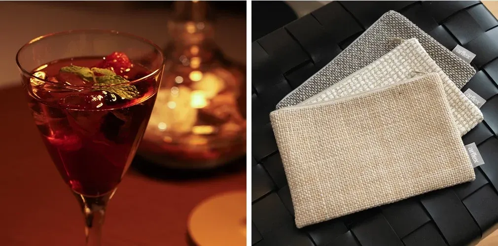 カクテルとarflexのファブリックポーチ