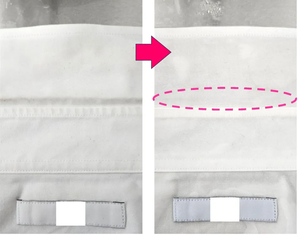 白い布地のBefore/Afterを比較した画像です。