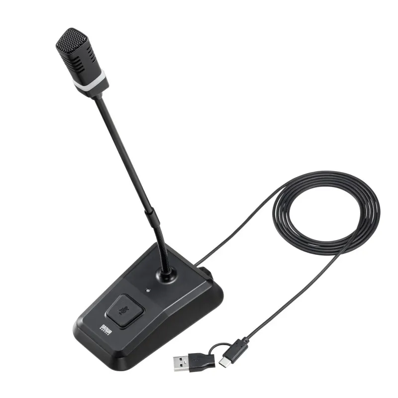 黒いデスクトップ型USBマイクの画像