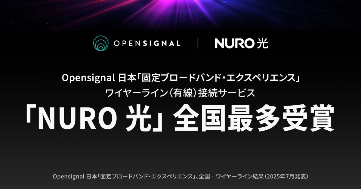 Opensignal 日本の「固定ブロードバンド・エクスペリエンス」において、NURO 光が全国最多受賞