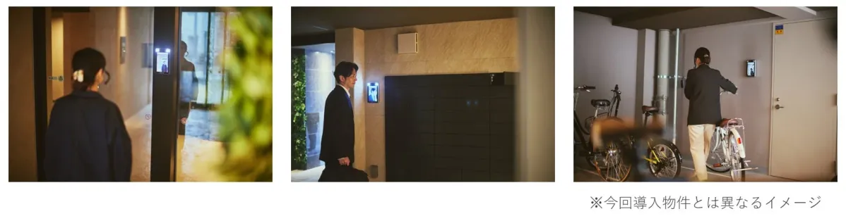 スマートな入館システムを利用する人々の様子