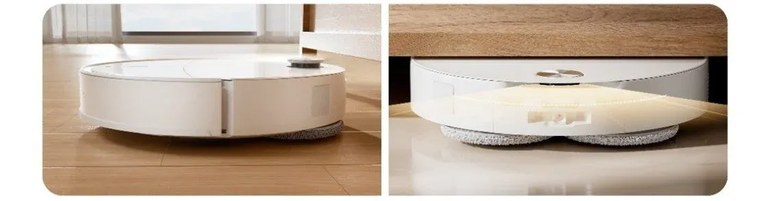 低い家具の下を掃除するロボット掃除機