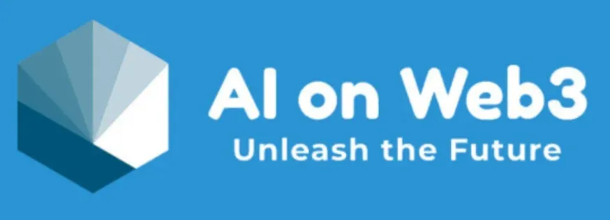 青い背景に「AI on Web3」という文字と「Unleash the Future」というスローガンが書かれたロゴ画像
