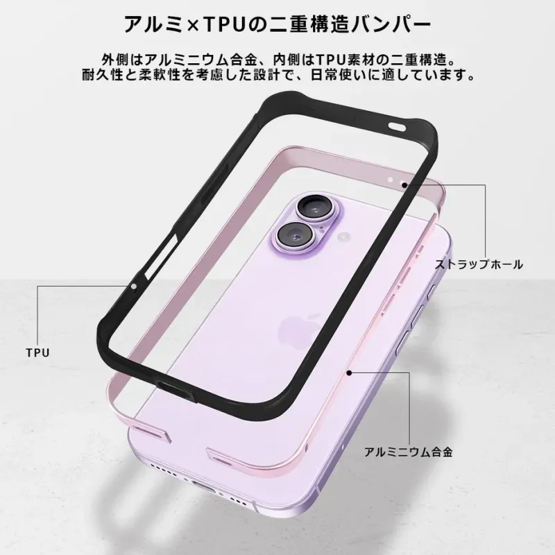 アルミ×TPUの二重構造バンパー