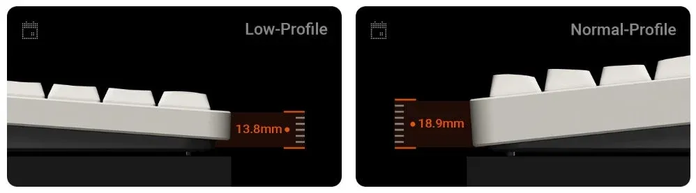 ロープロファイルとノーマルプロファイルの高さ比較