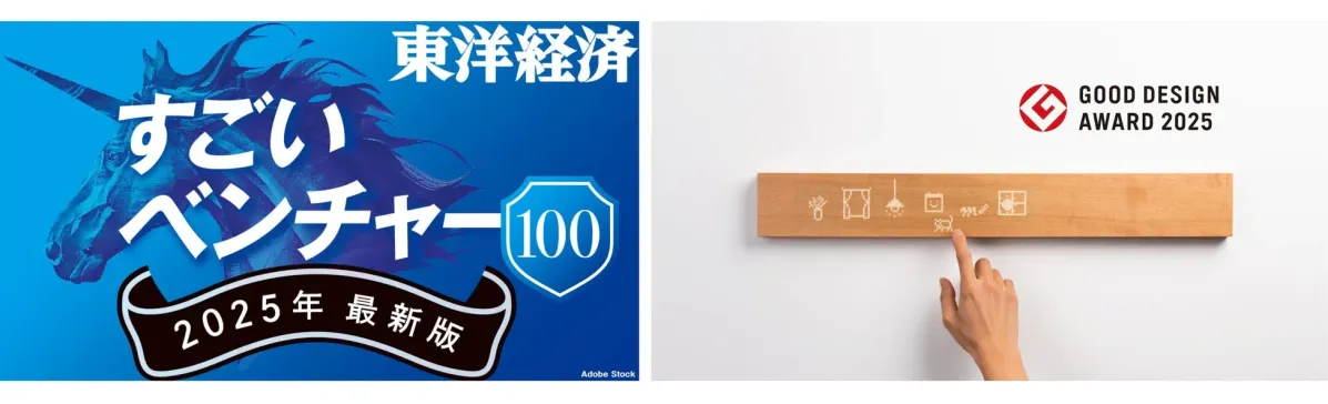 東洋経済とグッドデザイン賞のロゴ、muiボード