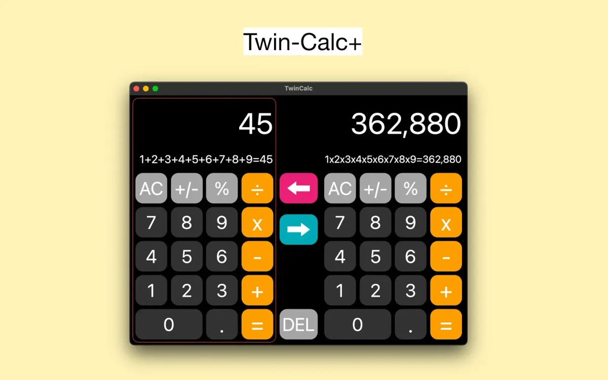 TwinCalc+のメイン画面