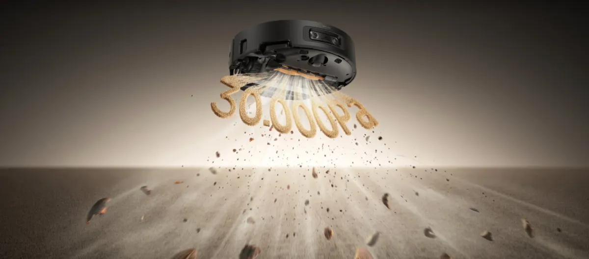 強力な吸引力でゴミを吸い上げるロボット掃除機