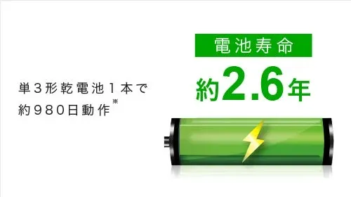 単3形乾電池1本で約980日動作