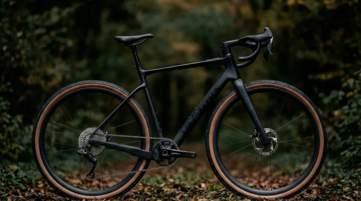 マットブラックのグラベルロードバイク