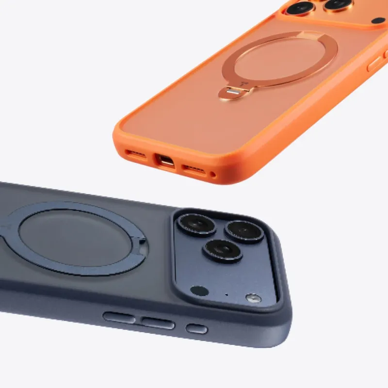 オレンジ色とダークグレーのスマートフォンケース