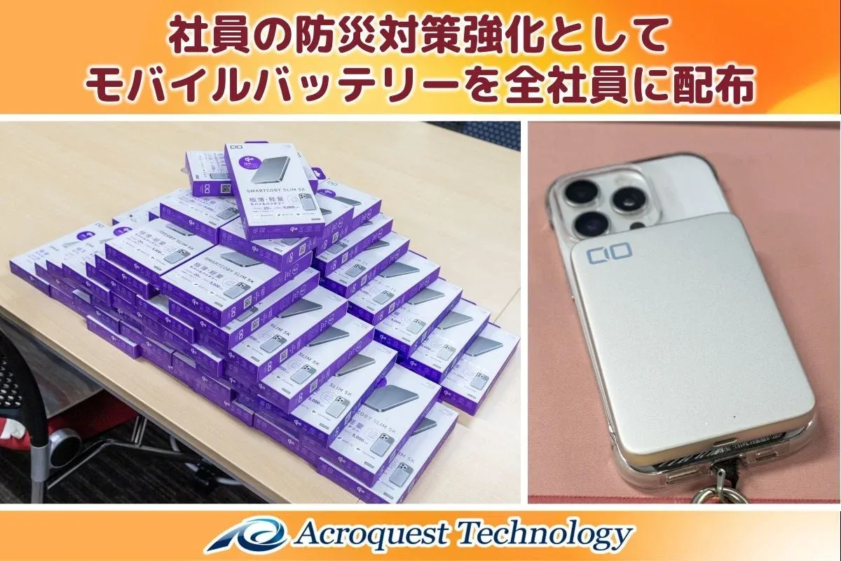 多数のバッテリー箱と、スマートフォンに装着されたバッテリーが写っている