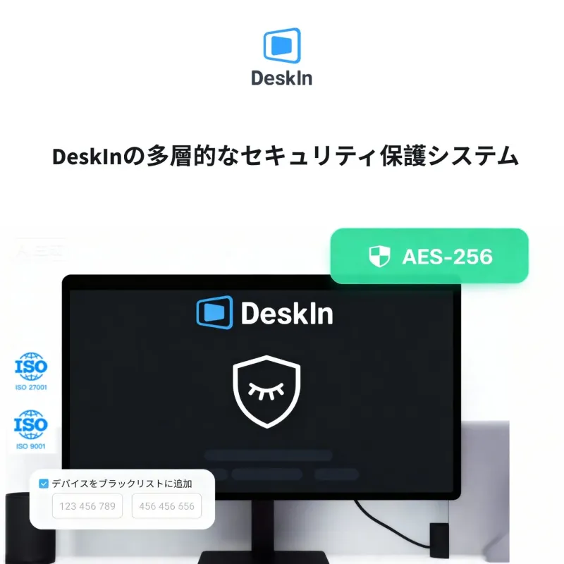 DeskInの多層的なセキュリティ保護システムを紹介する画像